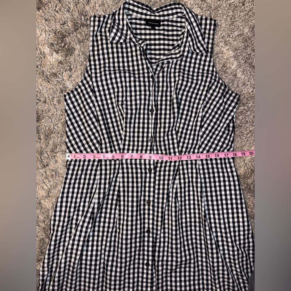 Who What Wear Black White Gingham Sleeveless Button Down Shirt Dress M - Picture 10 of 11